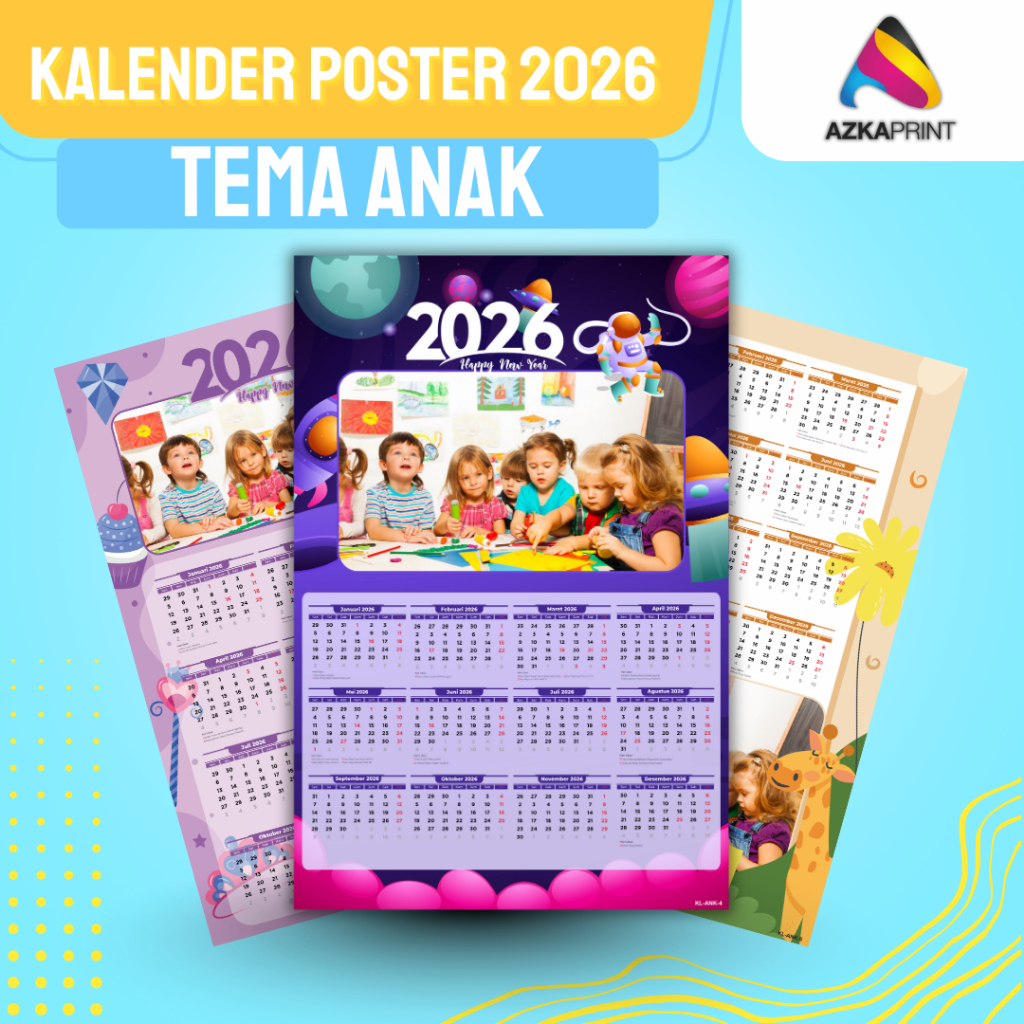 Kalender 2026 Custom Foto A3+ Tema Anak | Kalender Dinding Custom | Kalender Poster | Kalender 1 Ply