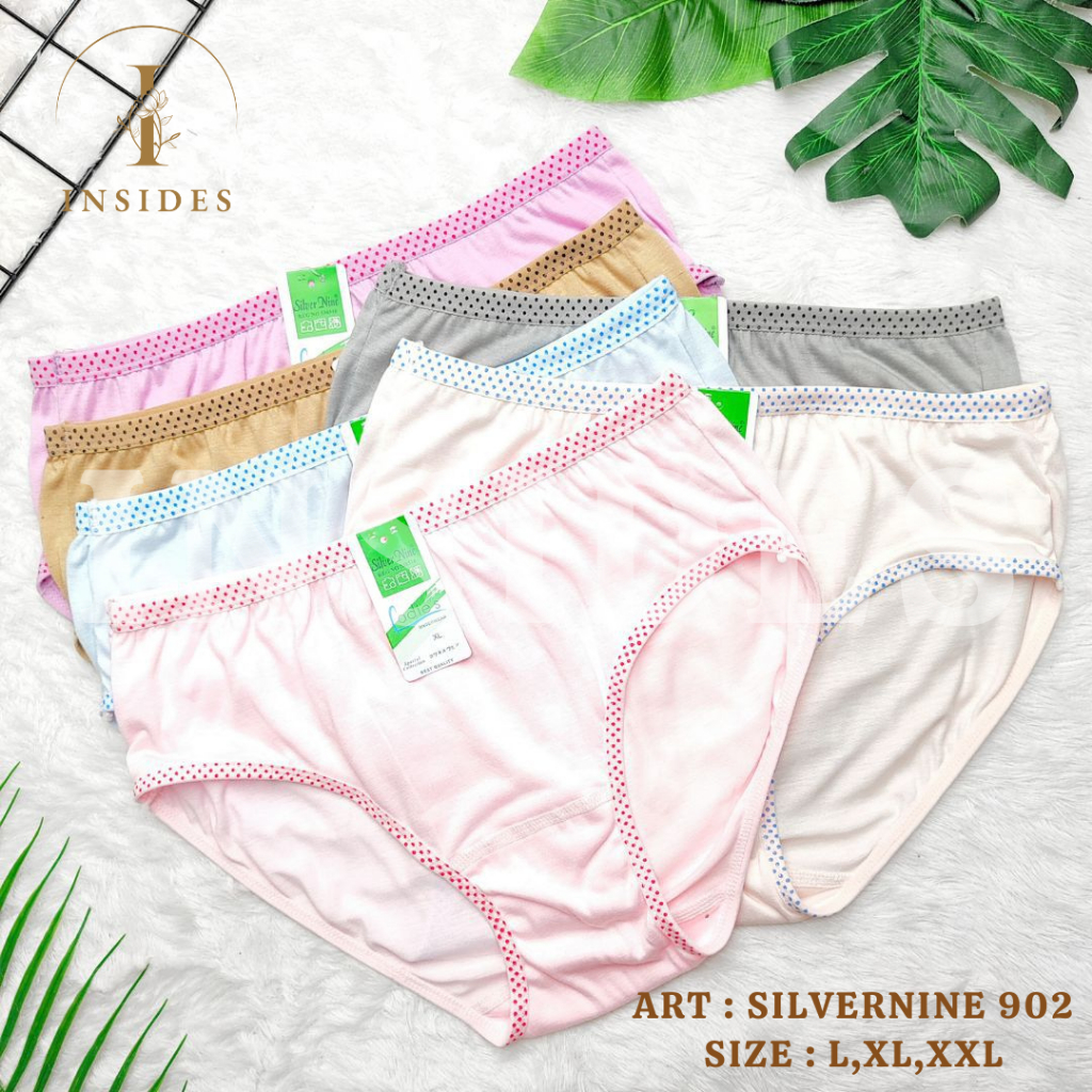 (6Pcs) CELANA DALAM WANITA KATUN SILVER NINE CD PEREMPUAN KARET MOTIF BINTIK SN 902