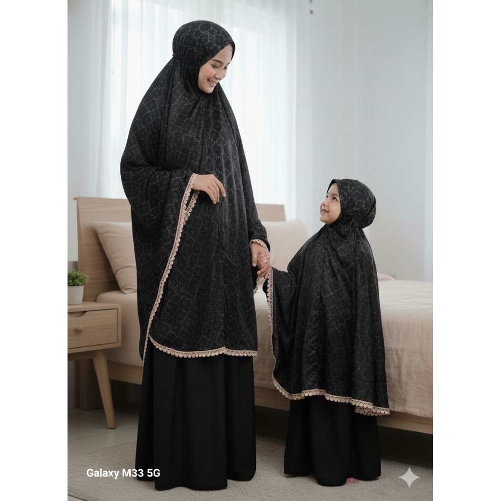 Mukena Silk Couple ibu dan anak 8- 10 tahun 2 in 1