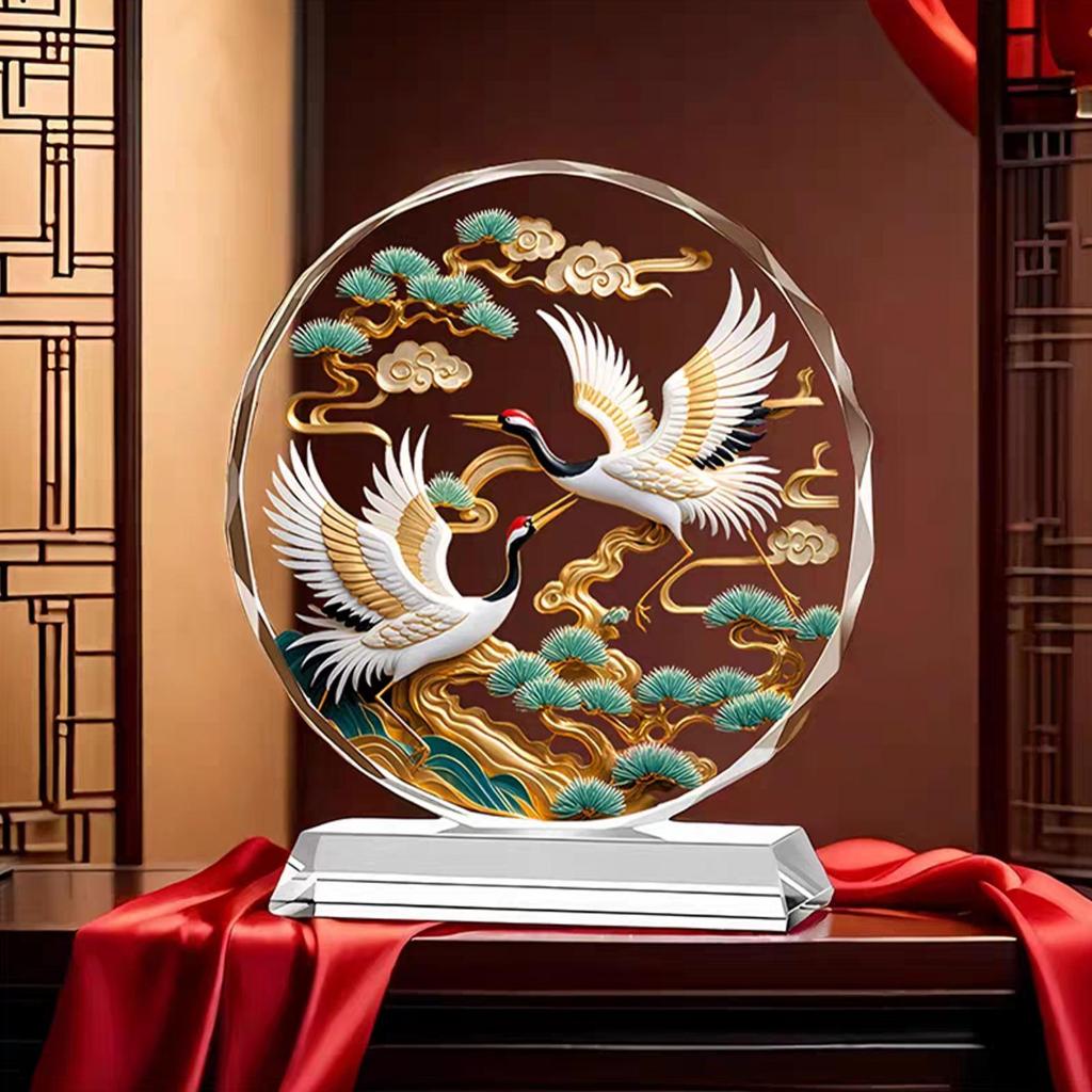 Pajangan Pasangan Bangau & Pohon Pinus Fengshui Panjang Umur Kesehatan Kebahagiaan Kebahagiaan Kedam