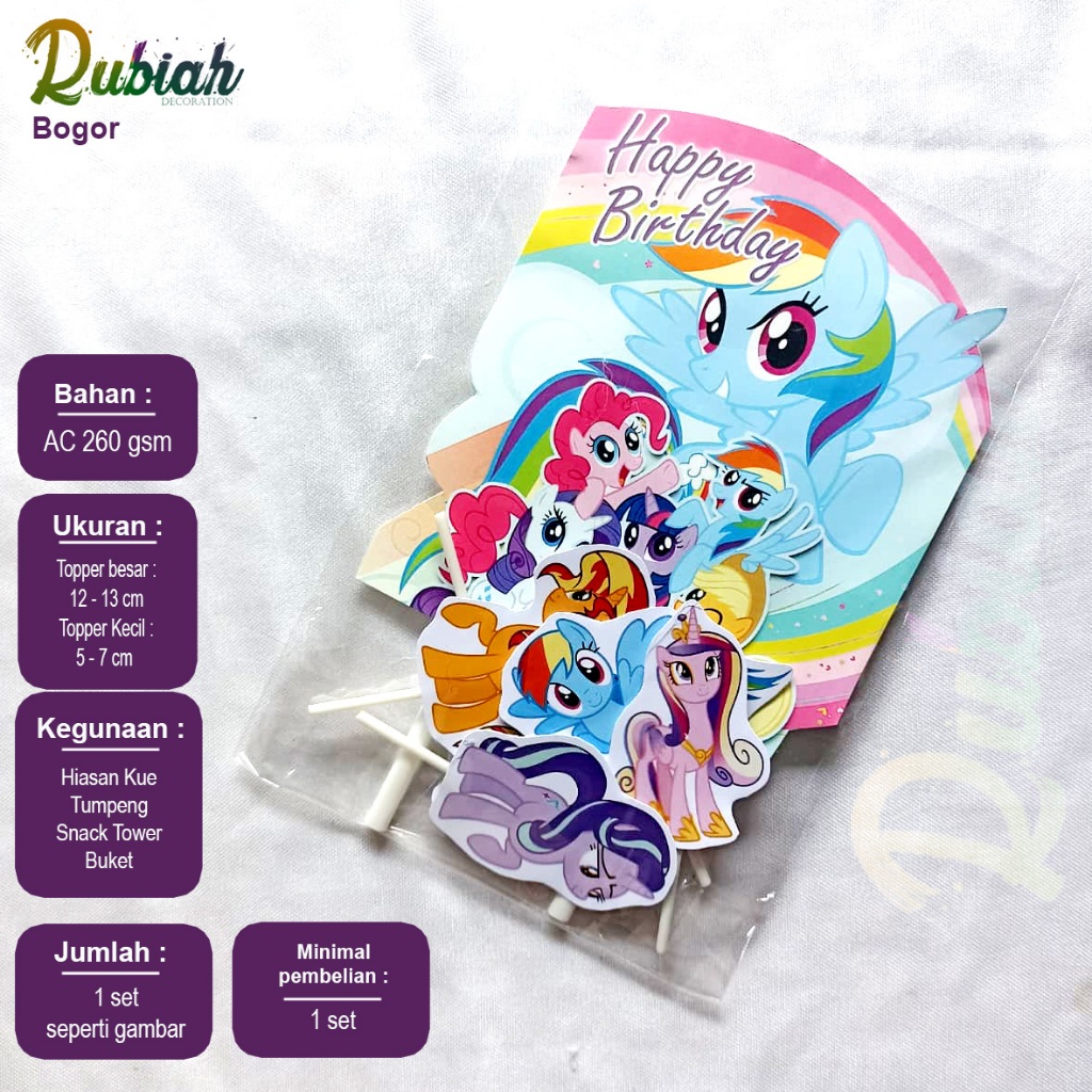 Custom Nama + Foto Banner topper cake karakter little pony