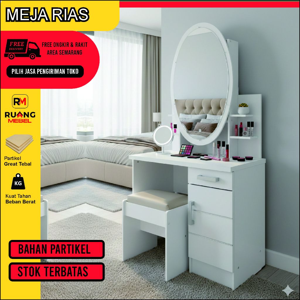 Meja Rias Set Kursi Minimalis - Meja Rias, Kursi Rias, Peralatan Kamar Tidur