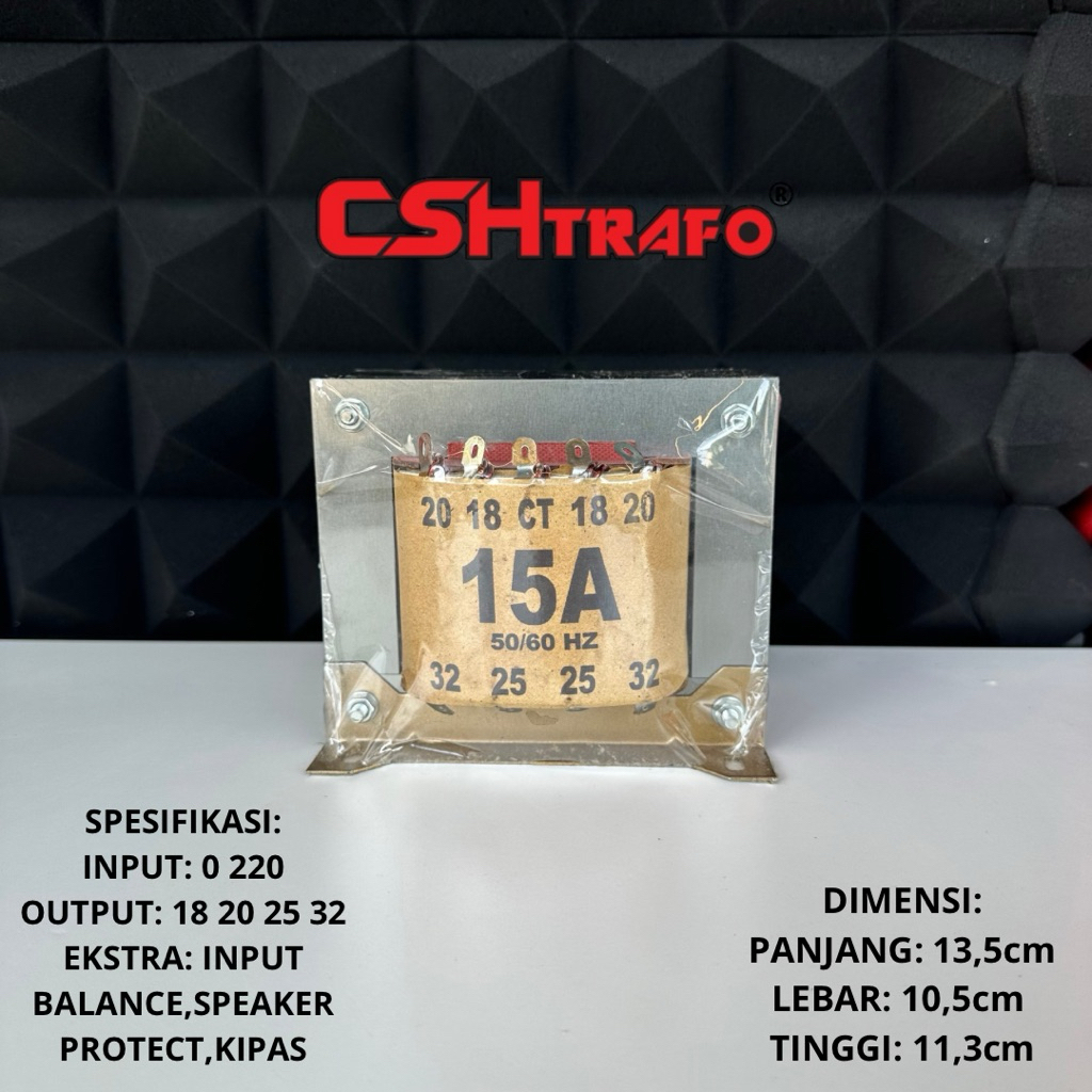 Trafo Kotak CSH Premium Quality (trafo besar) 100% Tembaga Murni 15A CT 32V, 45V, 55V, 65V & non CT