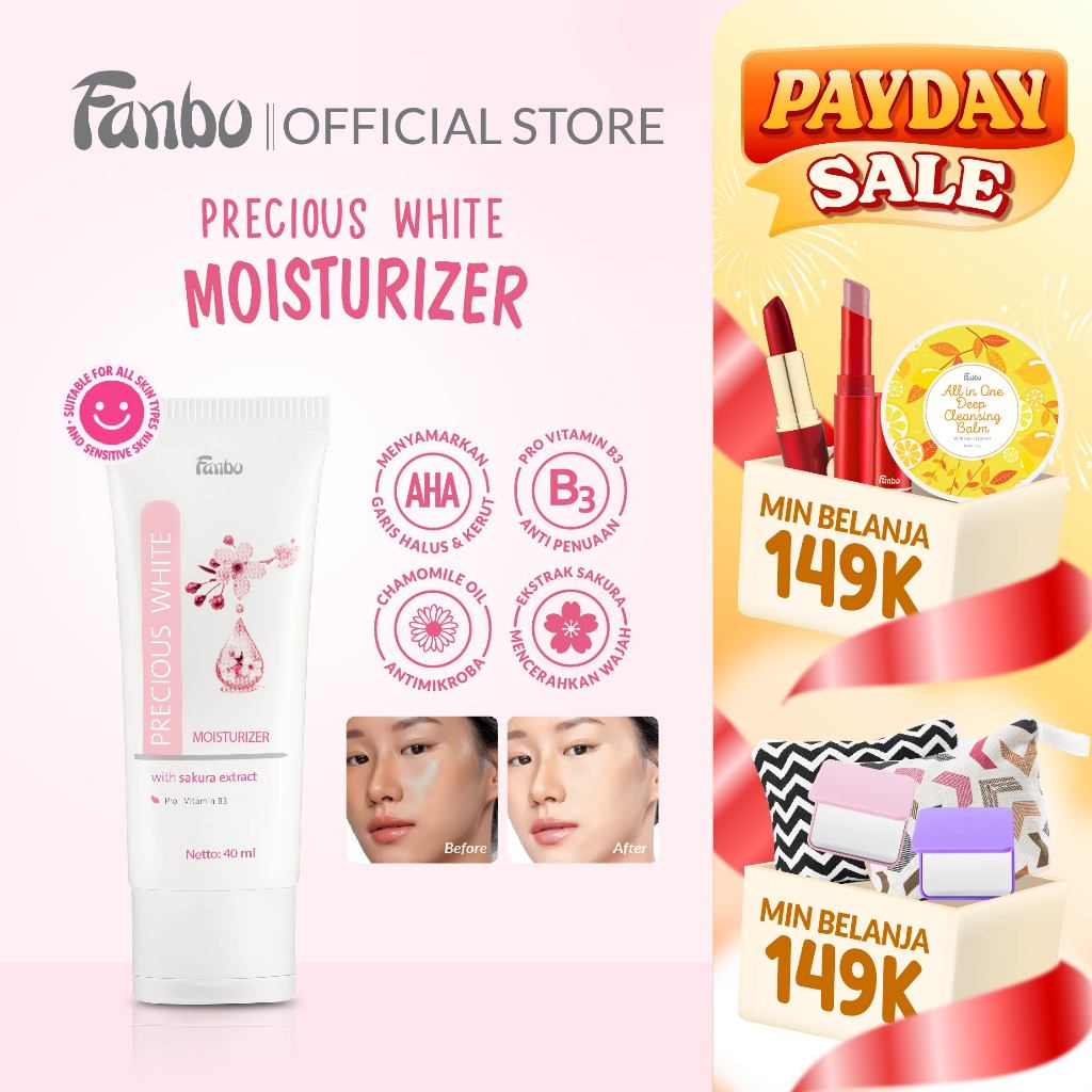 Fanbo Precious White Moisturizer - Pelembab Pencerah Anti Kusam- mengandung ekstrak sakura dan Pro V