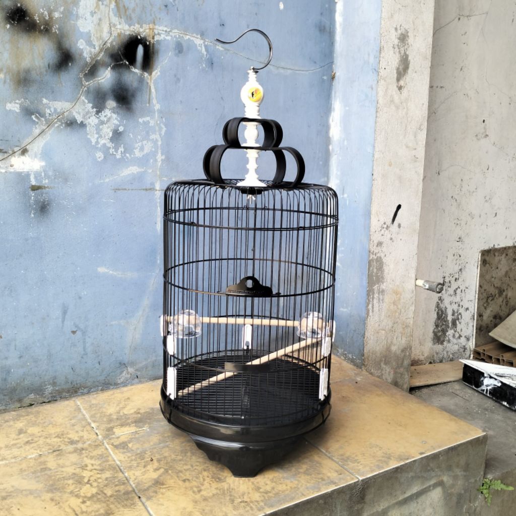 SANGKAR KANDANG BURUNG BESI BULAT JUMBO BESAR DM 38 CM MEREK F1