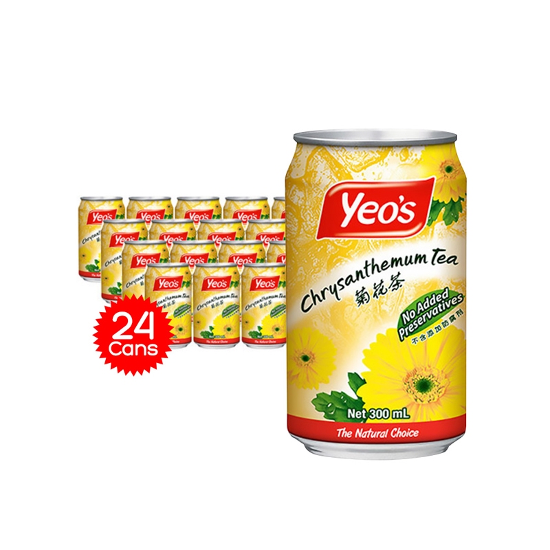Minuman Kaleng rasa Teh Bunga Krisantemum / Krisan merek Yeos Yeo's 300ml x 24 kaleng (1 Krat)