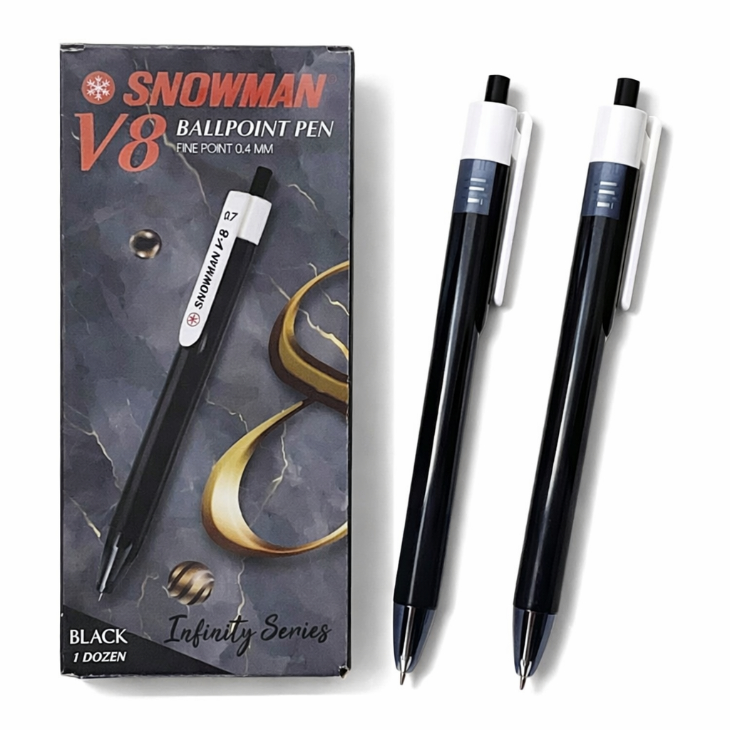 *1 Kotak* Pulpen Cetek Snowman V8 / Ball Pen / Pena Cetek 0.7mm Snowman V8