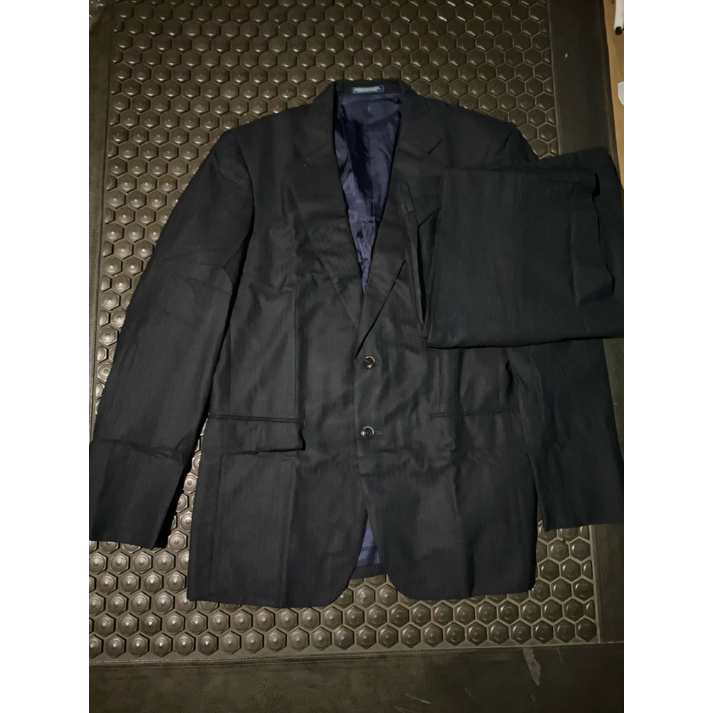 SETELAN SUPER LUXURY ERMENEGILDO ZEGNA collab TROJAN BRITISH MODE BLUEBLACK SALUR MEWAH BRANDED BLAZ