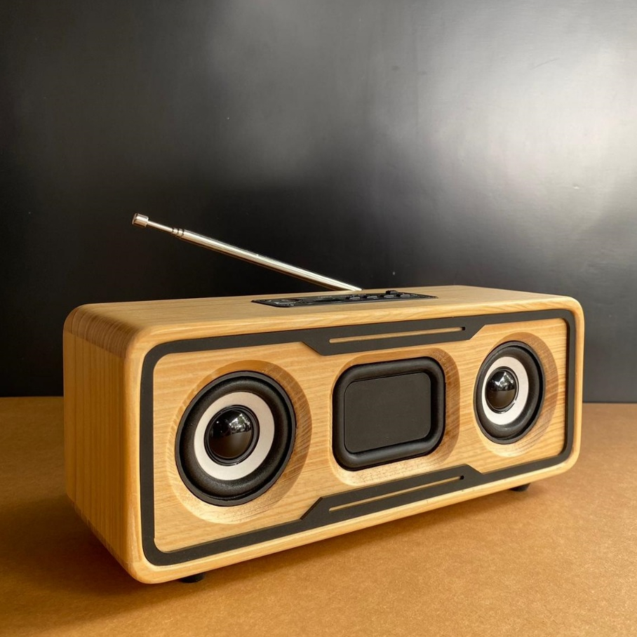 Radio dan Speaker Bluetooth bahan Kayu Pinus Solid (BUKAN PLASTIK) Jadul Vintage Klasik Retro seri S