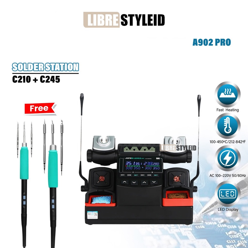 AIFEN A902 PRO SOLDER STATION ORIGINAL - SOLDER 2 GAGANG C210 C245 - SOLDER TEKNISI LAYAR LED CEPAT 