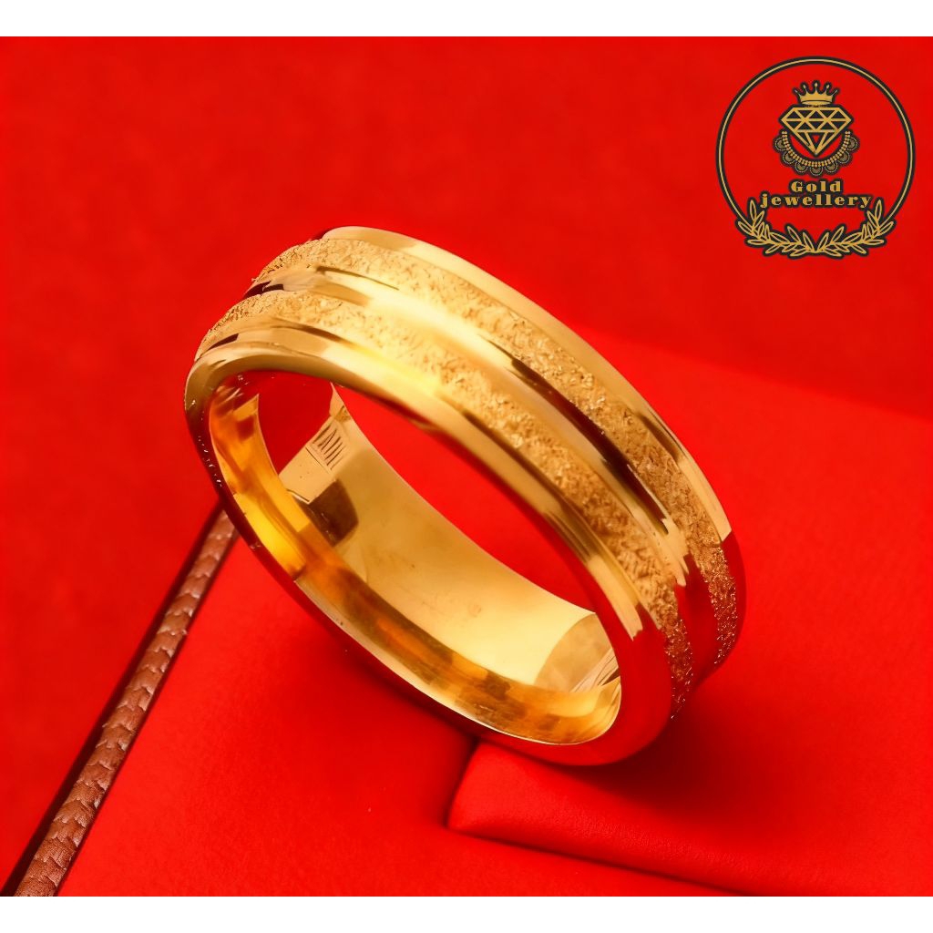 Cincin Pasir Emas Asli 24k Pria Atau Wanita Cincin Berlapis Emas Muda Free Surat