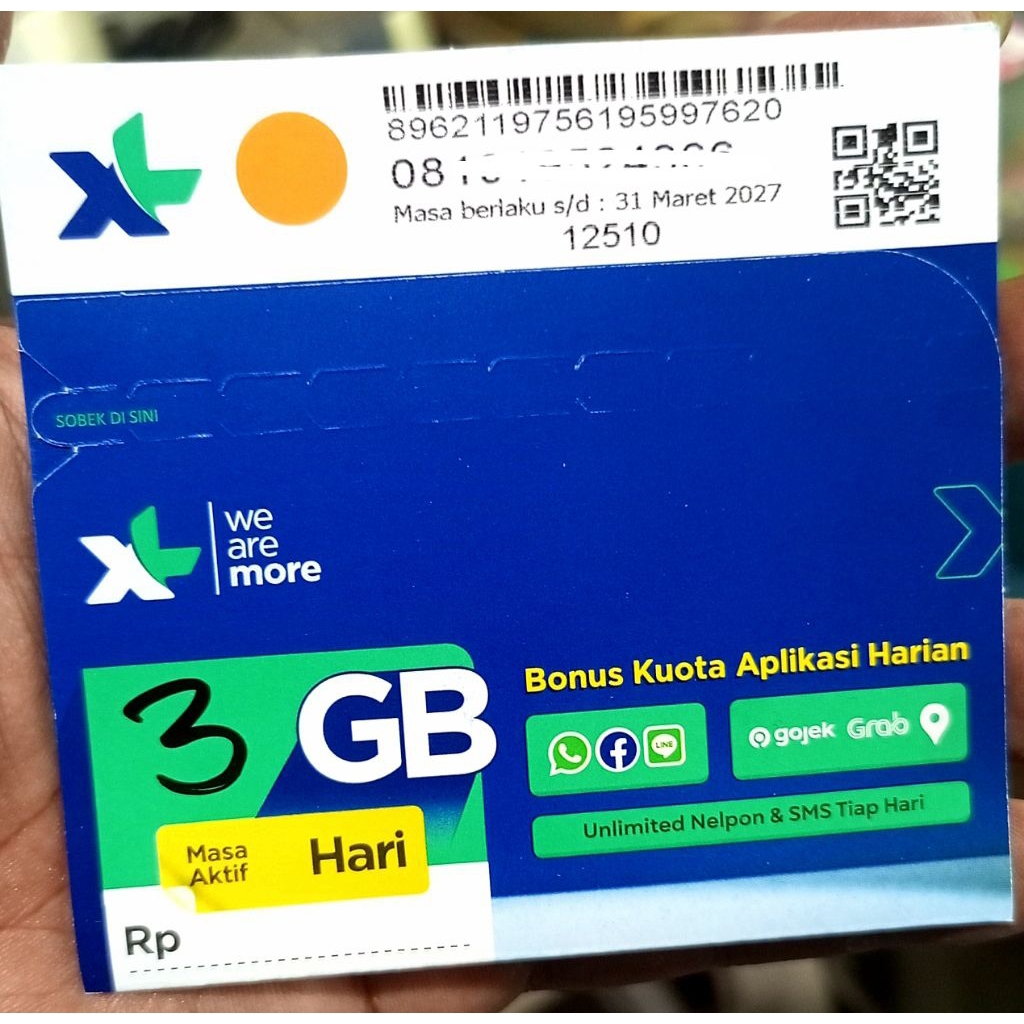 Kartu perdana XL kuota Internet 3GB