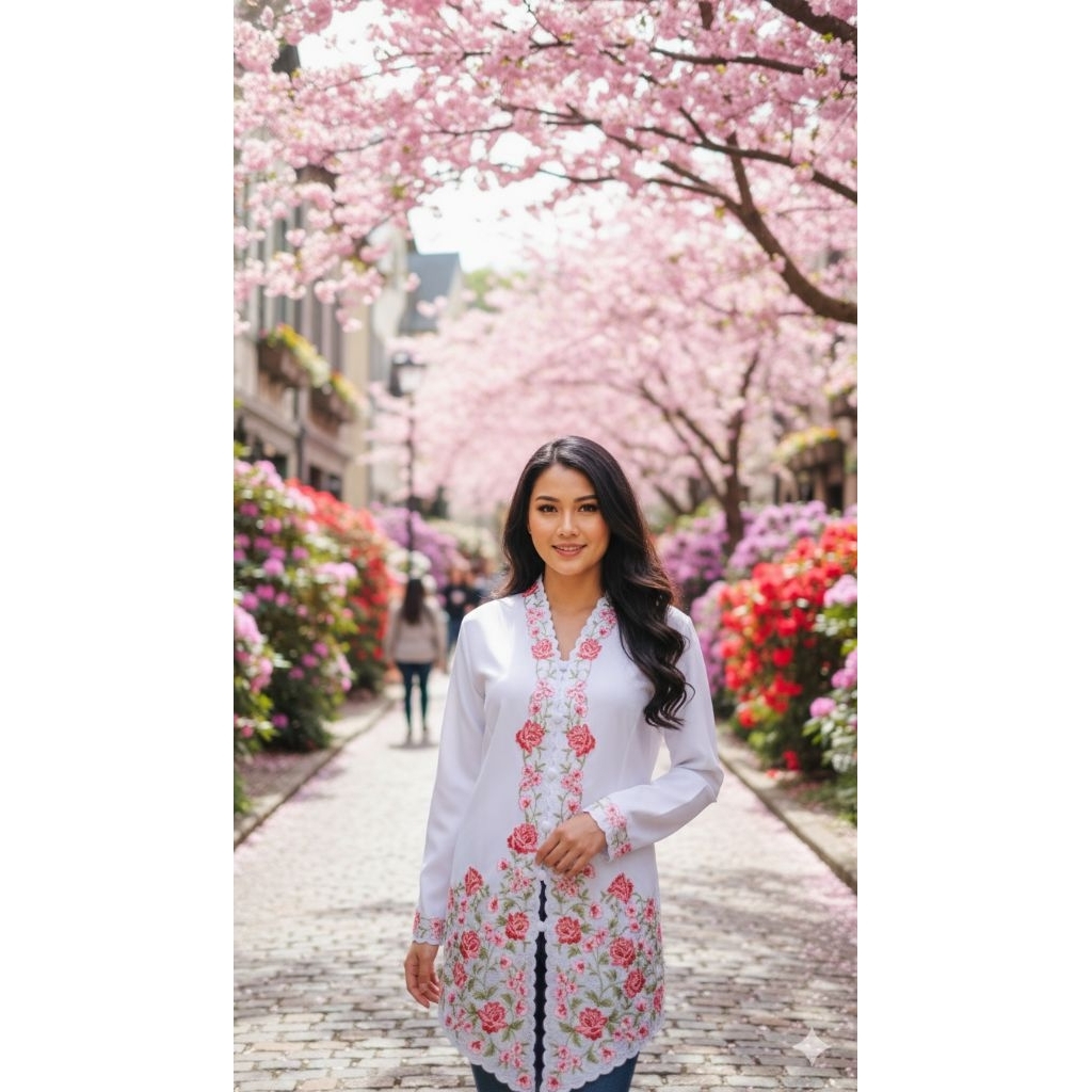 Kebaya encim bordir putih warna kebaya bunga bordir dan kebaya tunik