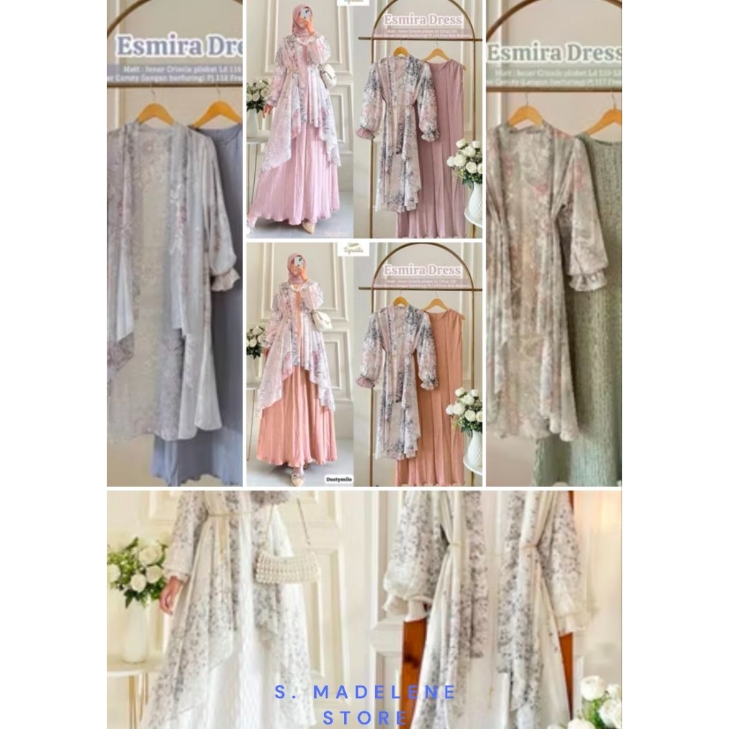 gamis inner crinckle plisket dan outer ceruty/lengan berfuring