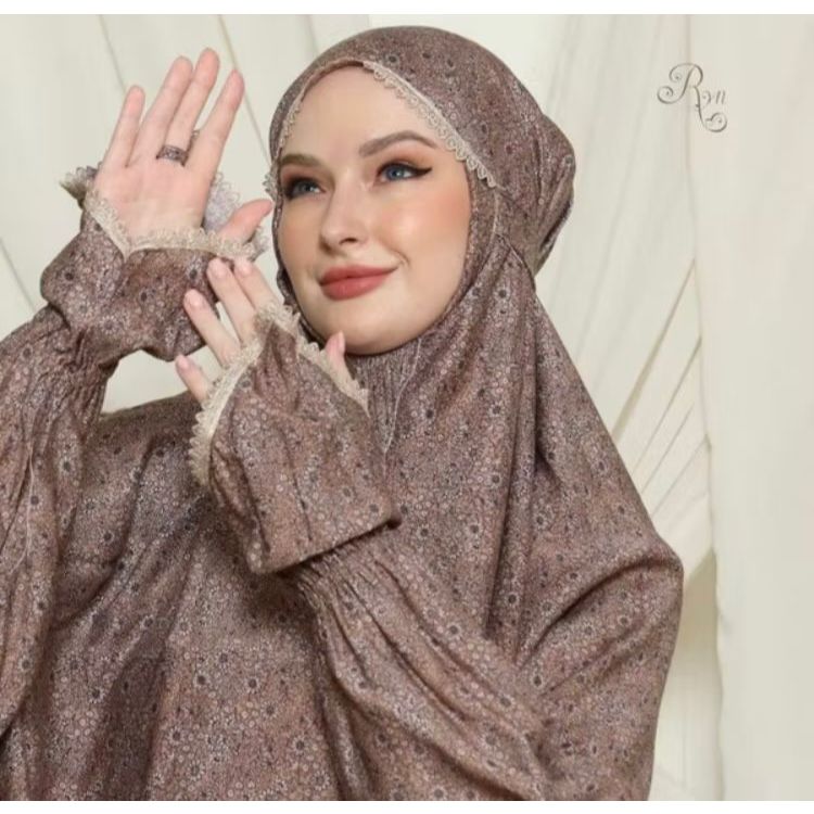 Mukena Rayyan Terusan Dinara | Mukena Traveling Rayon RYN Twill Jumbo