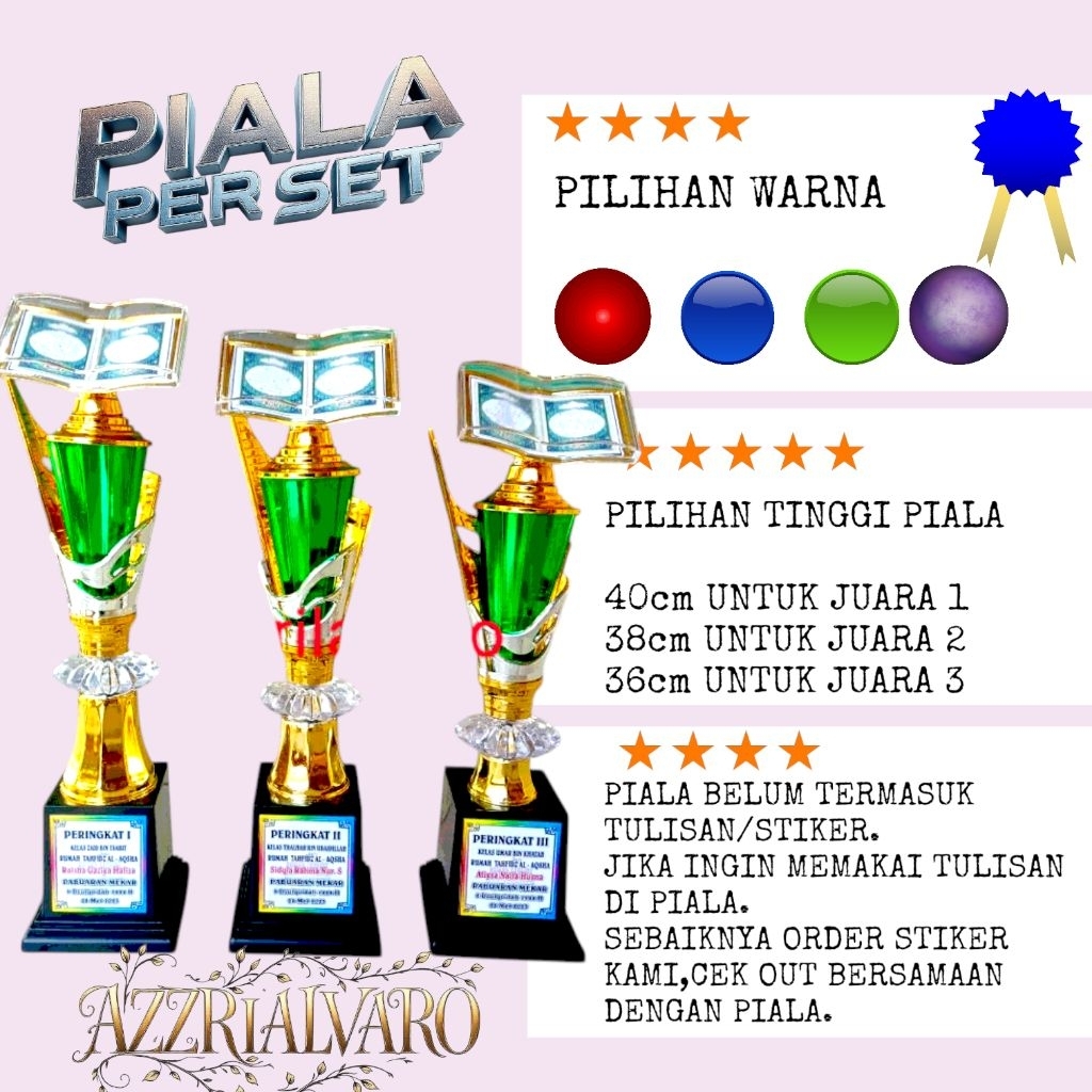 PIALA 112 + 212 buku MTQ /SET JUARA 123
