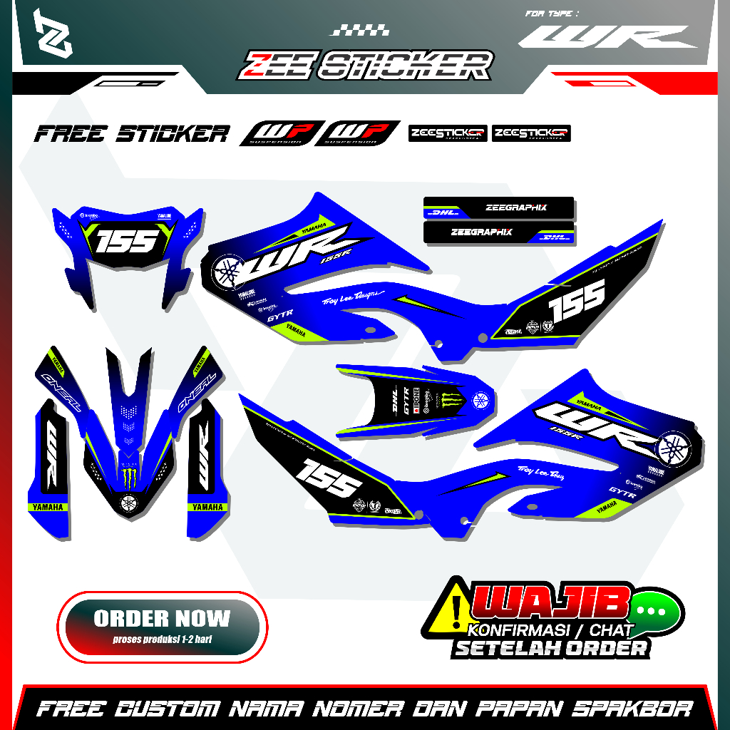 DECAL FULLBODY WR 155 MOTIF MONSTER VARIASI GLOSSY HOLOGRAM CHROME POLA PRESISI BY ZEESTICKER