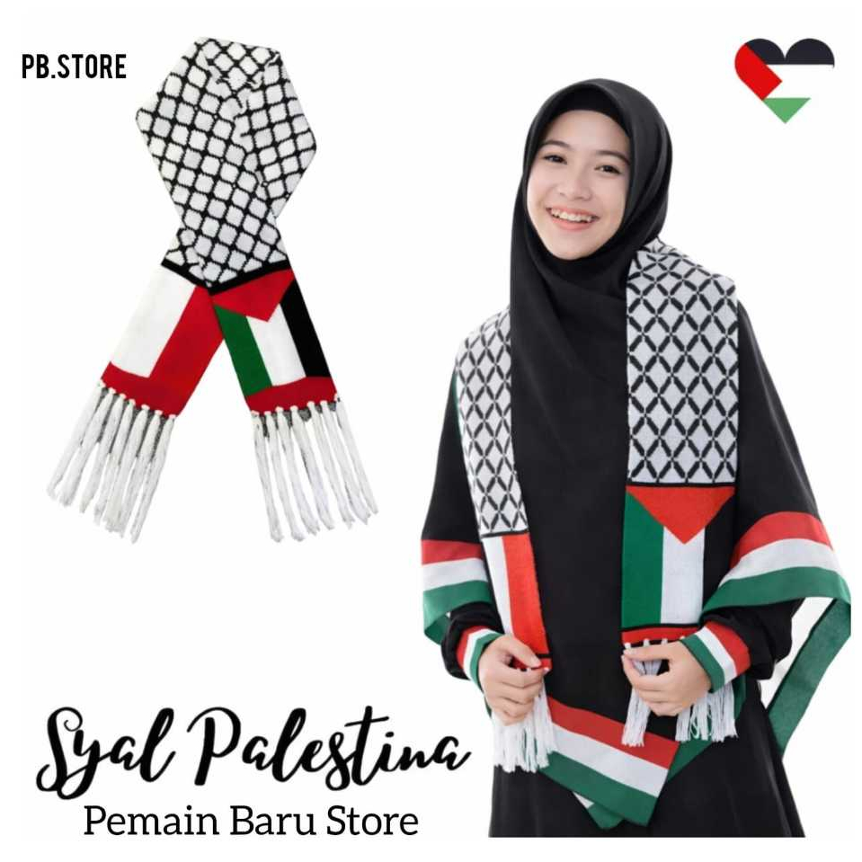 Syal Rajut Indonesia Palestina Terbaru - Syal Rajut Digital Save Palestina Fashion Pria Wanita Musli