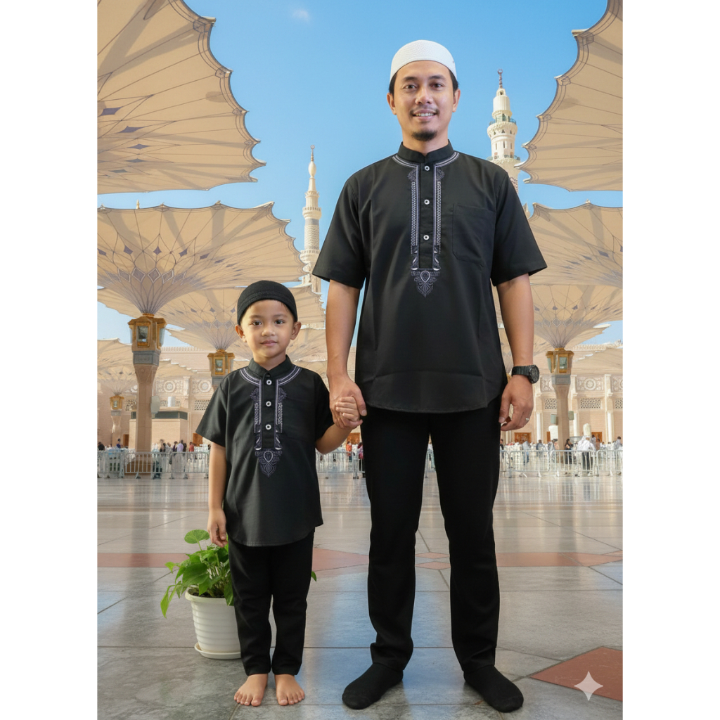 Setelan Koko Couple Anak dan Ayah Kurta Ashraf/Koko Pakistan