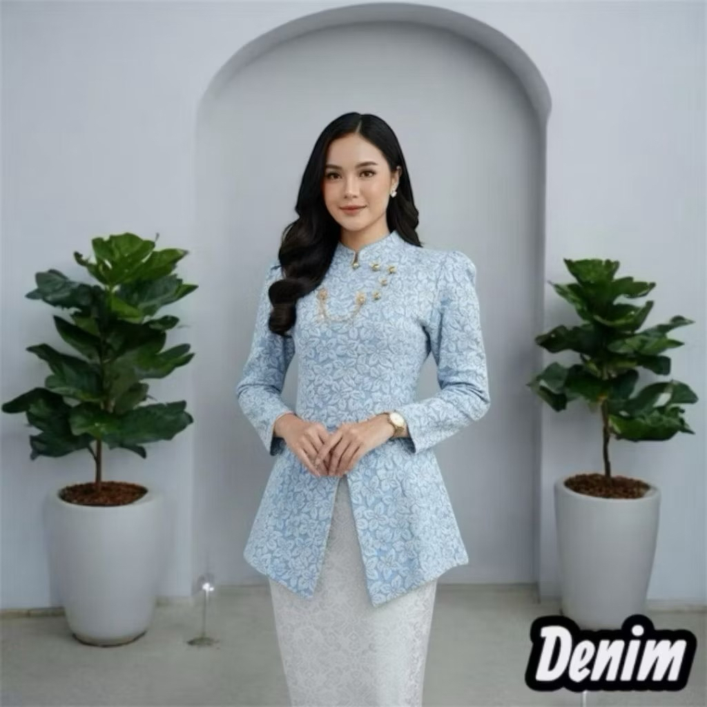 seragaman-(Bonus bros premium) kebaya janggan gadis kretek motif bunga timbul kancing hias gold