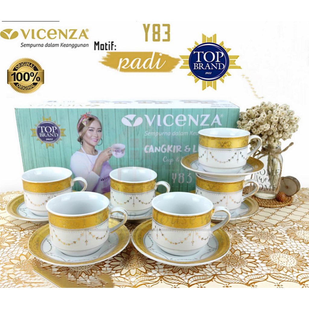 Cangkir Keramik VICENZA Set Piring Lepek (ORIGINAL)