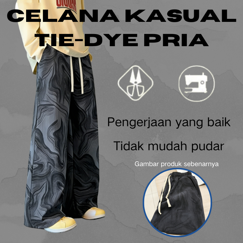Celana corduroy pria Celana longgar pria Celana hitam pria gaya kasual y2k