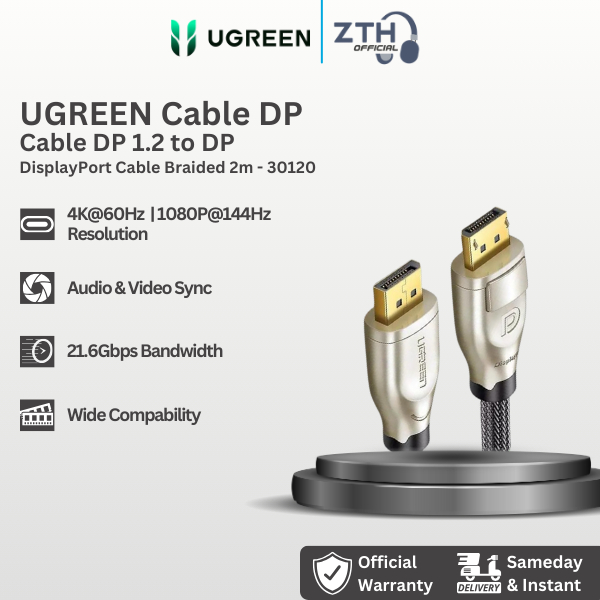 Ugreen DisplayPort 1.2 to DisplayPort DP Braid cable 2M