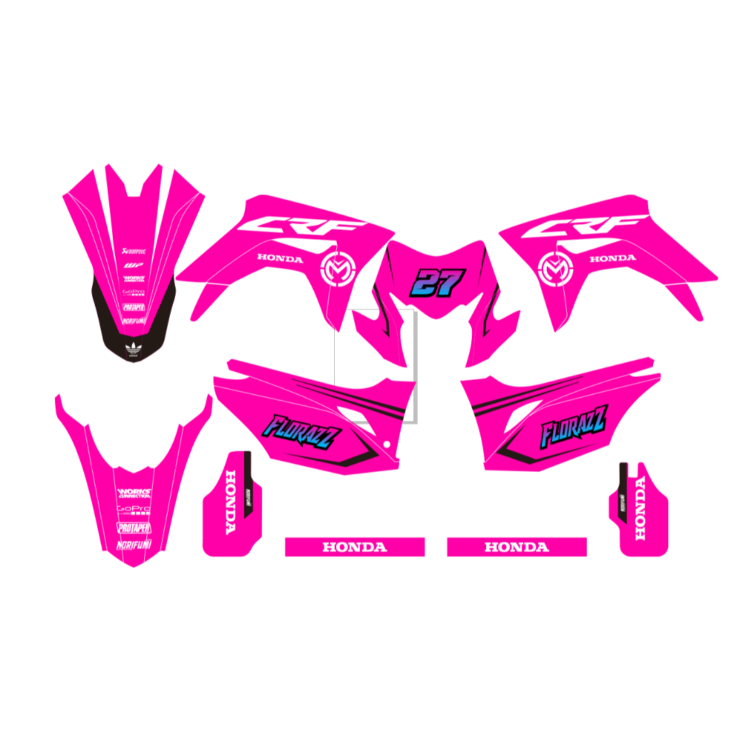 Decal Stiker CRF 150 L Dekal Variasi Sticker Striping Custom Full Body pink 023
