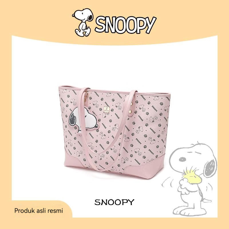 Château Bag - Tas Tote Wanita Snoopy Original – Tas Shoulder Bag Pink Cute Karakter Snoopy Resmi