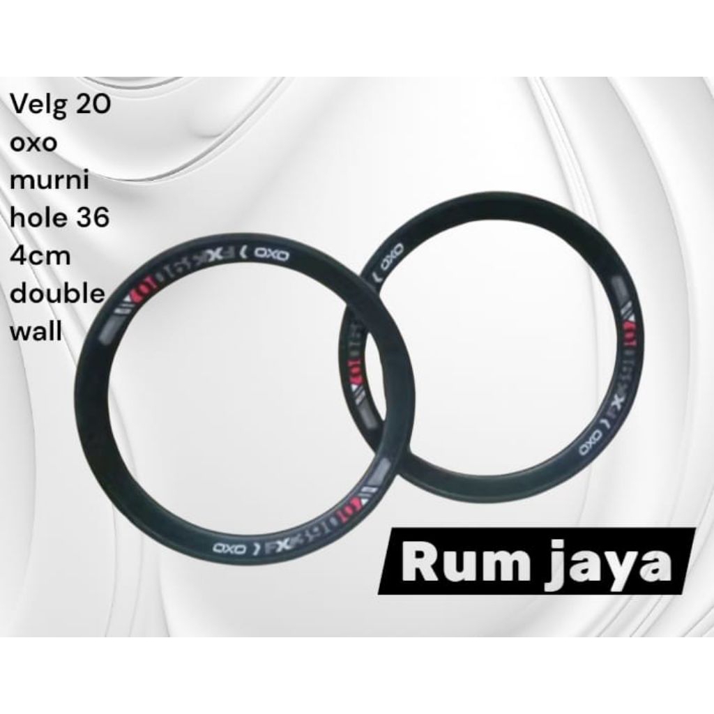 VELG/ RIM 20x1.50 OXO 3CM/ 4CM HOLE 36 HITAM DOUBLE WALL