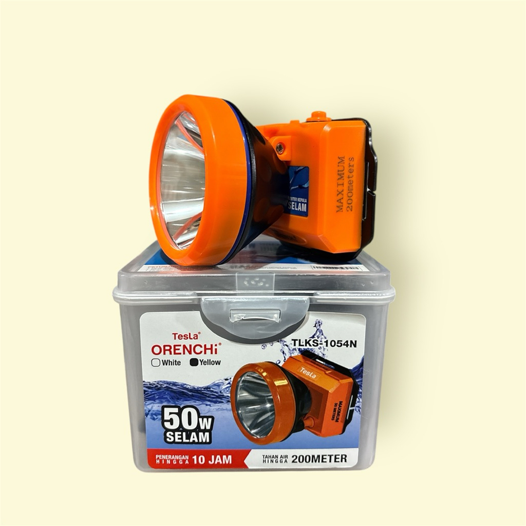 Senter Kepala Tesla Selam TLKS-1054N 50W PUTIH/KUNING senter cas kepala 50W TLKS 1054N Selam Tesla O