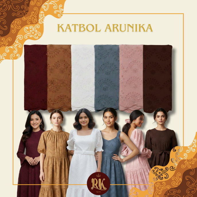 Kain Katbol Katun Bordir Bolong "ARUNIKA" Premium Motif PREMIUM Halus Murah Per Setengah Meter Untuk
