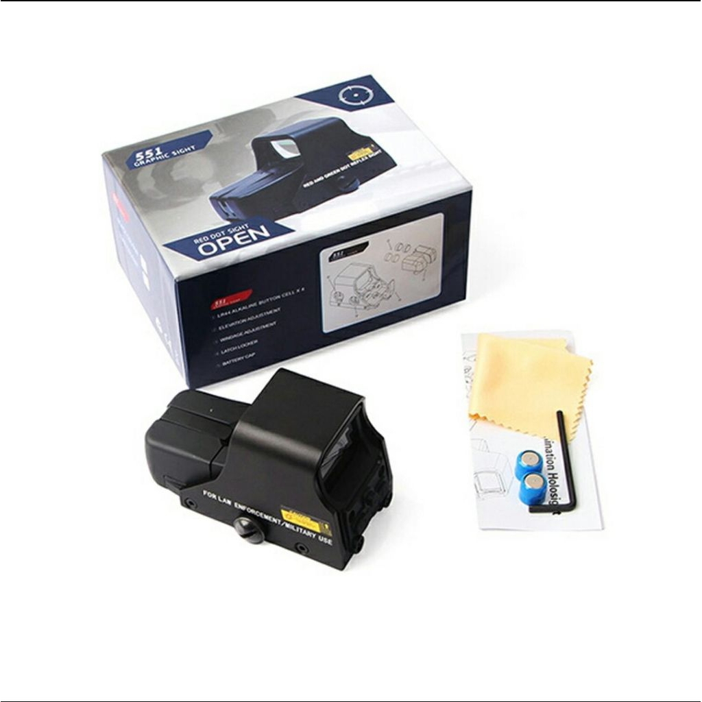 Red Dot Sight 551 Holographic | Scope Airsoft Gun Senapan Angin | Tactical Reflex Sight Rail 20mm