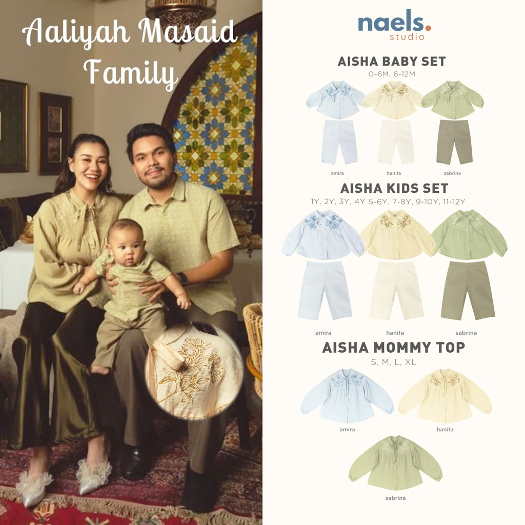 Naels Studio - Raya Collection Aisha Set & Top by Bohopanna / Baju Gamis Muslim Lebaran Mommy Kids B