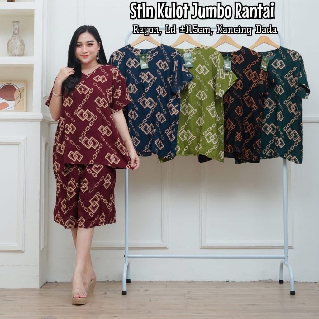 setelan kulot jumbo baju santai wanita busui baju tidur pendek bahan rayon premiun
