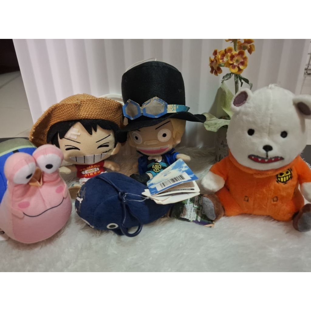 one piece plushie, bepo, dendenmushi, bepo, laboon, sabo, luffy