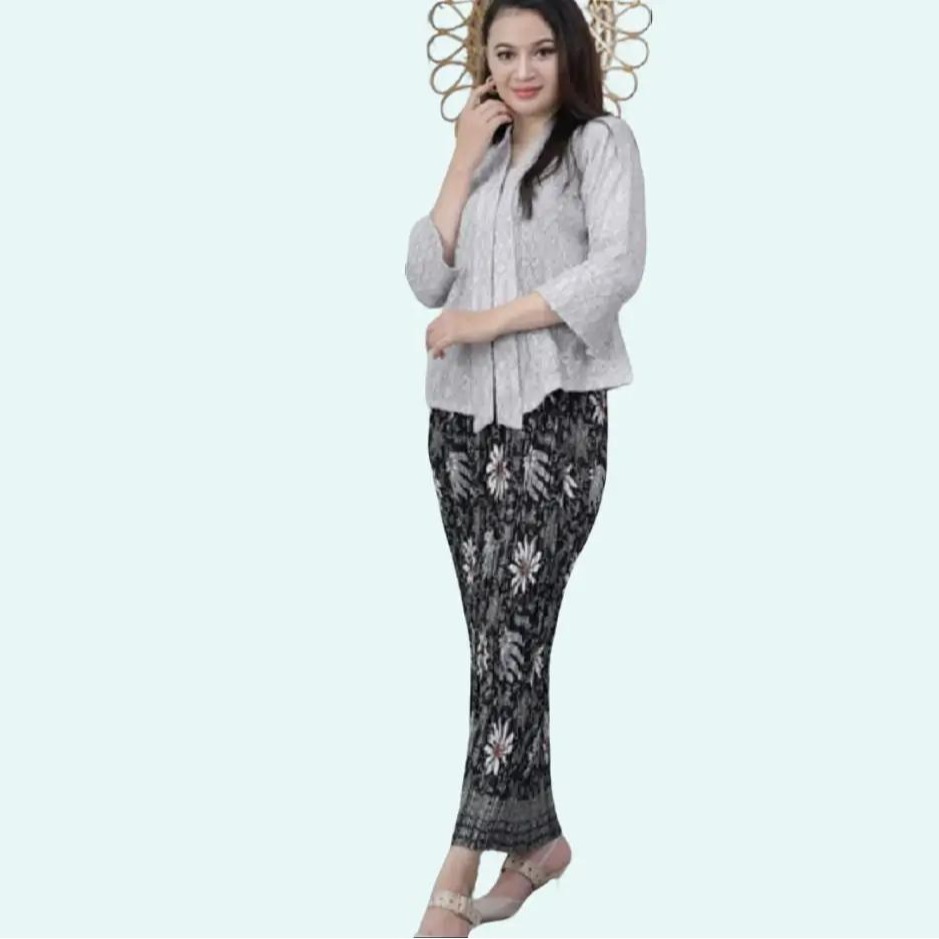 Setelan Kebaya Kutu Baru Kartini Bahan Brukat Premium Warna Silver