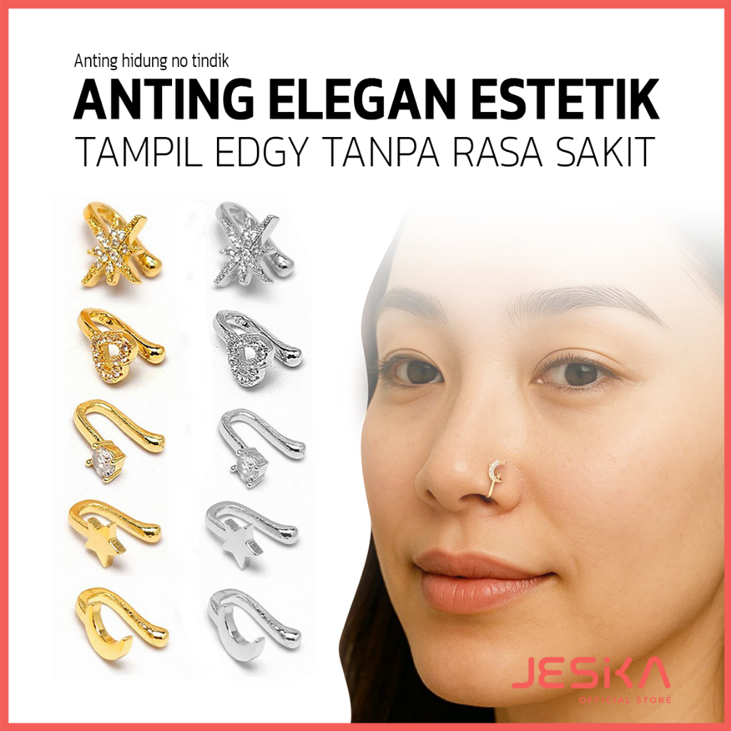 Anting hidung tanpa tindik model jepit style india keren aksesoris wanita kece bahan alloy rhineston