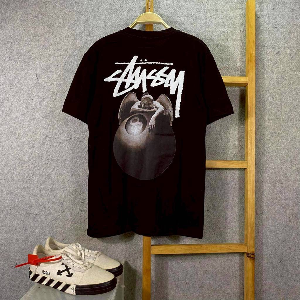 KAOS T-SHIRT STREETWEAR STUSSY 8 BALL ANGELS HITAM