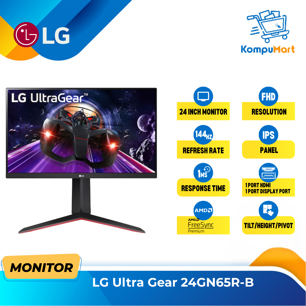 Monitor Gaming LG 24gn65r IPS 144Hz 1ms UltraGear - LED Monitor LG 24 Inch" 24GN65R-B