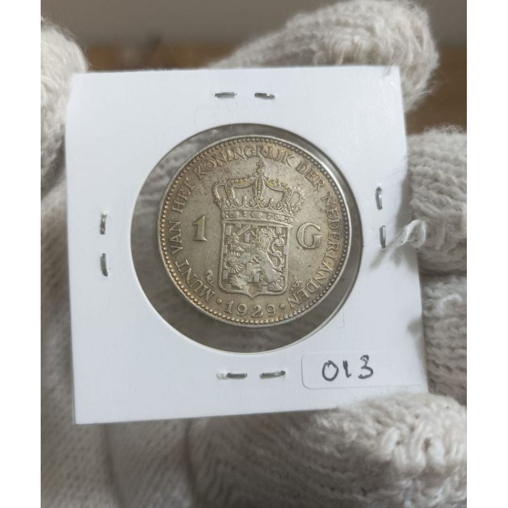 Uang Koin Perak / Silver - 1 Gulden - Wilhelmina - Netherlands East Indies -1929