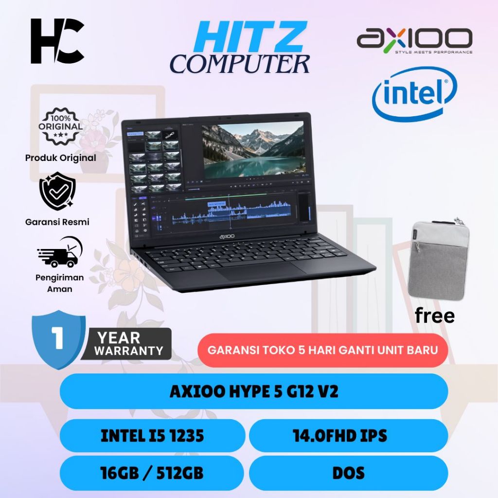 AXIOO HYPE 5 G12 V2 I5 1235 16GB 512GB DOS 14.0FHD IPS BLACK