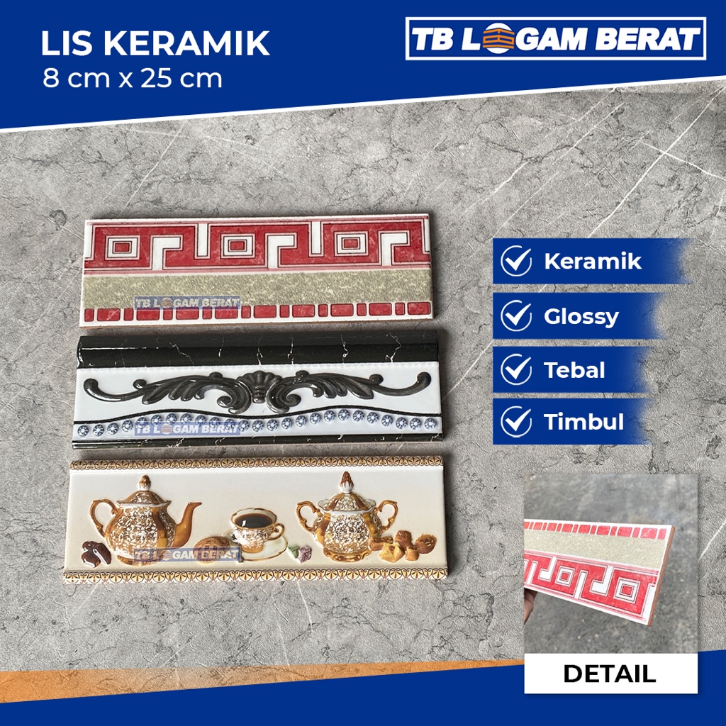 Lis Keramik Dinding Kamar Mandi Dapur 8x25 Kopi Klasik