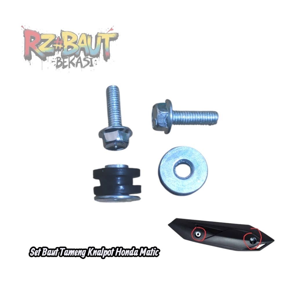 BAUT TAMENG KNALPOT HONDA_ BAUT COVER KNALPOT BEAT VARIO SPACY SCOOPY GENIO SET BOSH DAN KARET
