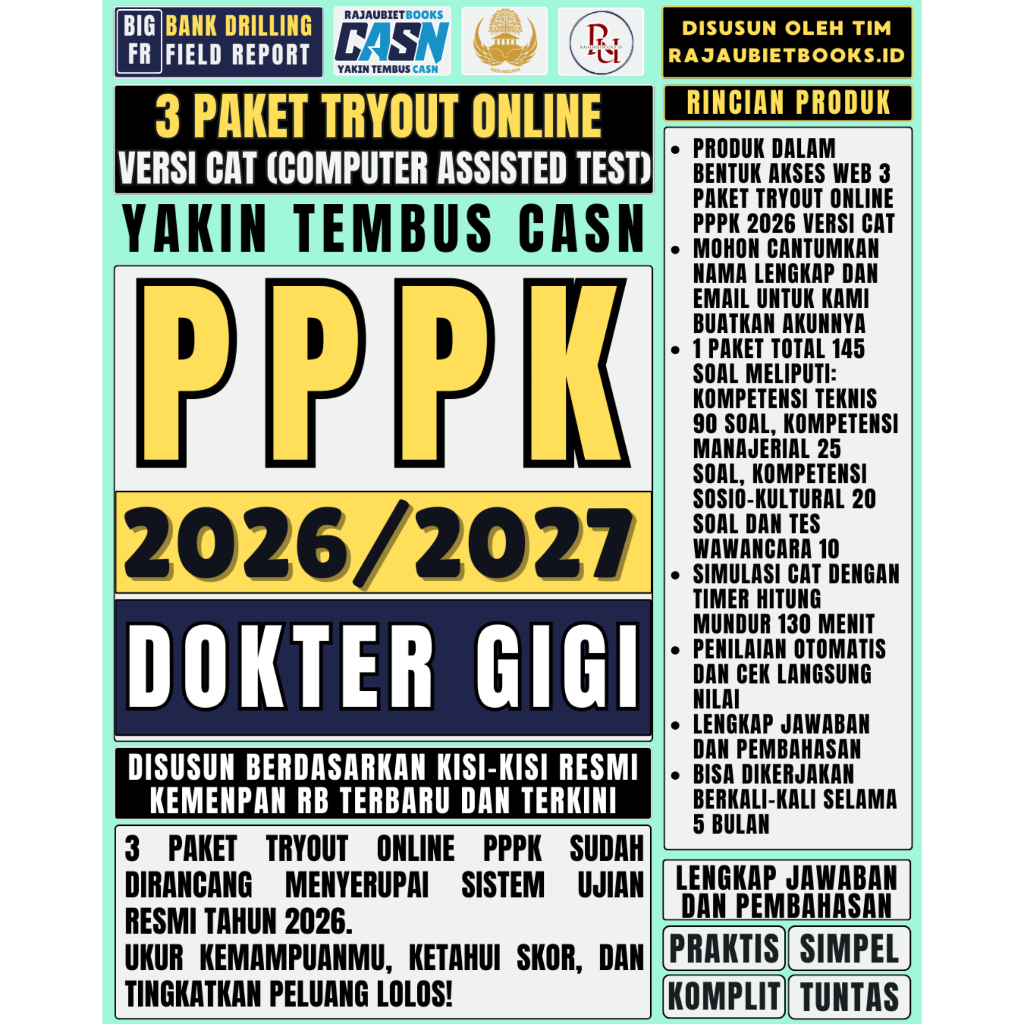LATIHAN SOAL TRYOUT ONLINE PPPK DOKTER GIGI DAN SIMULASI UJIAN RESMI PPPK DOKTER GIGI 2026