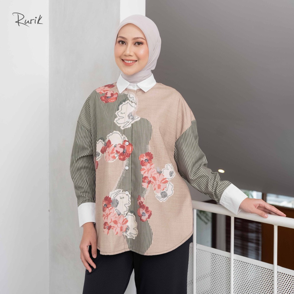 Rurik Nareza Printing Shirt Kemeja Wanita Oversized