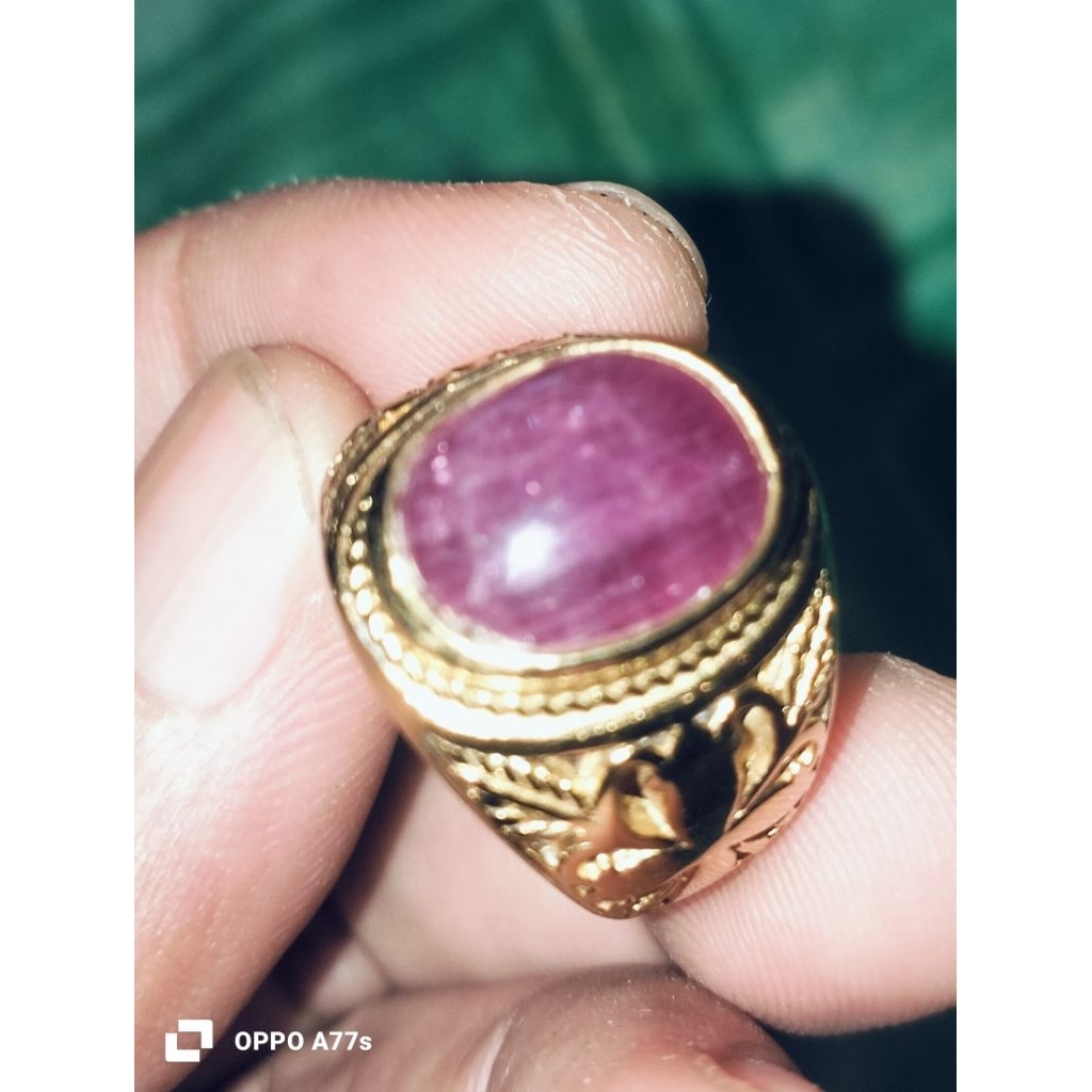 natural batu Ruby lawasan ring 9 titanium