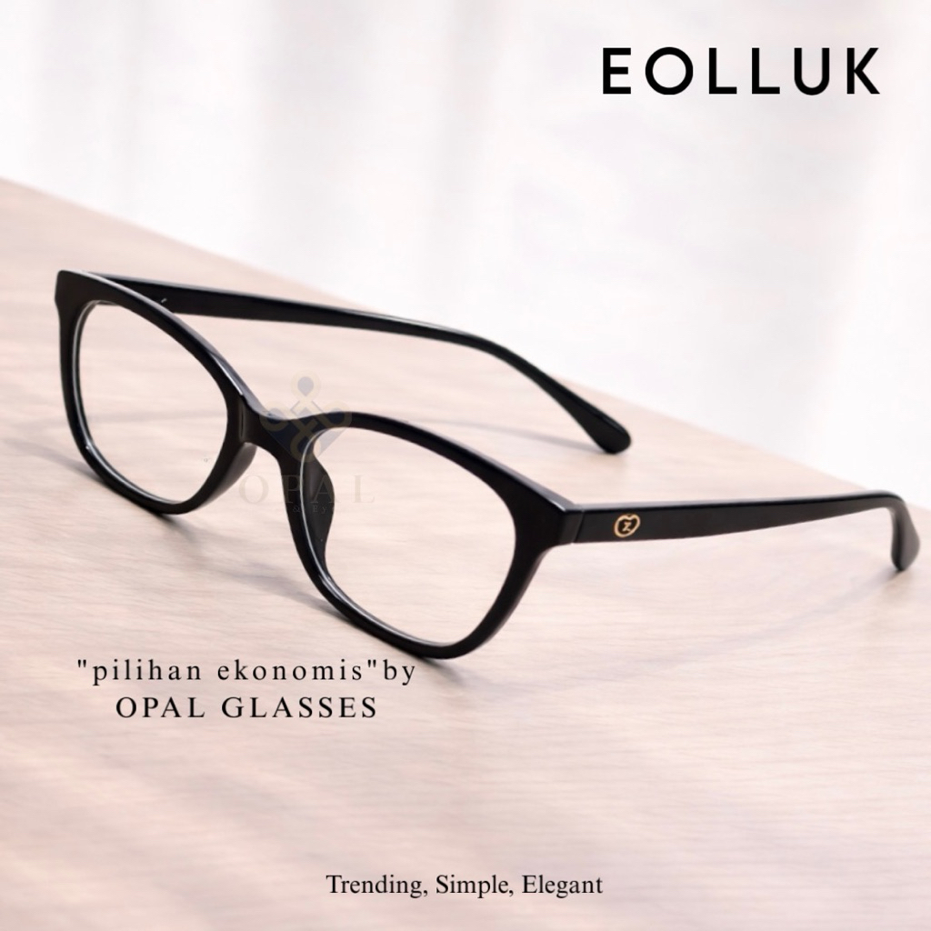 EOLLUK - Frame Kacamata Pria Wanita Unisex Cat Eye Korea Bening Transparan Korea | Anti Radias | Blu