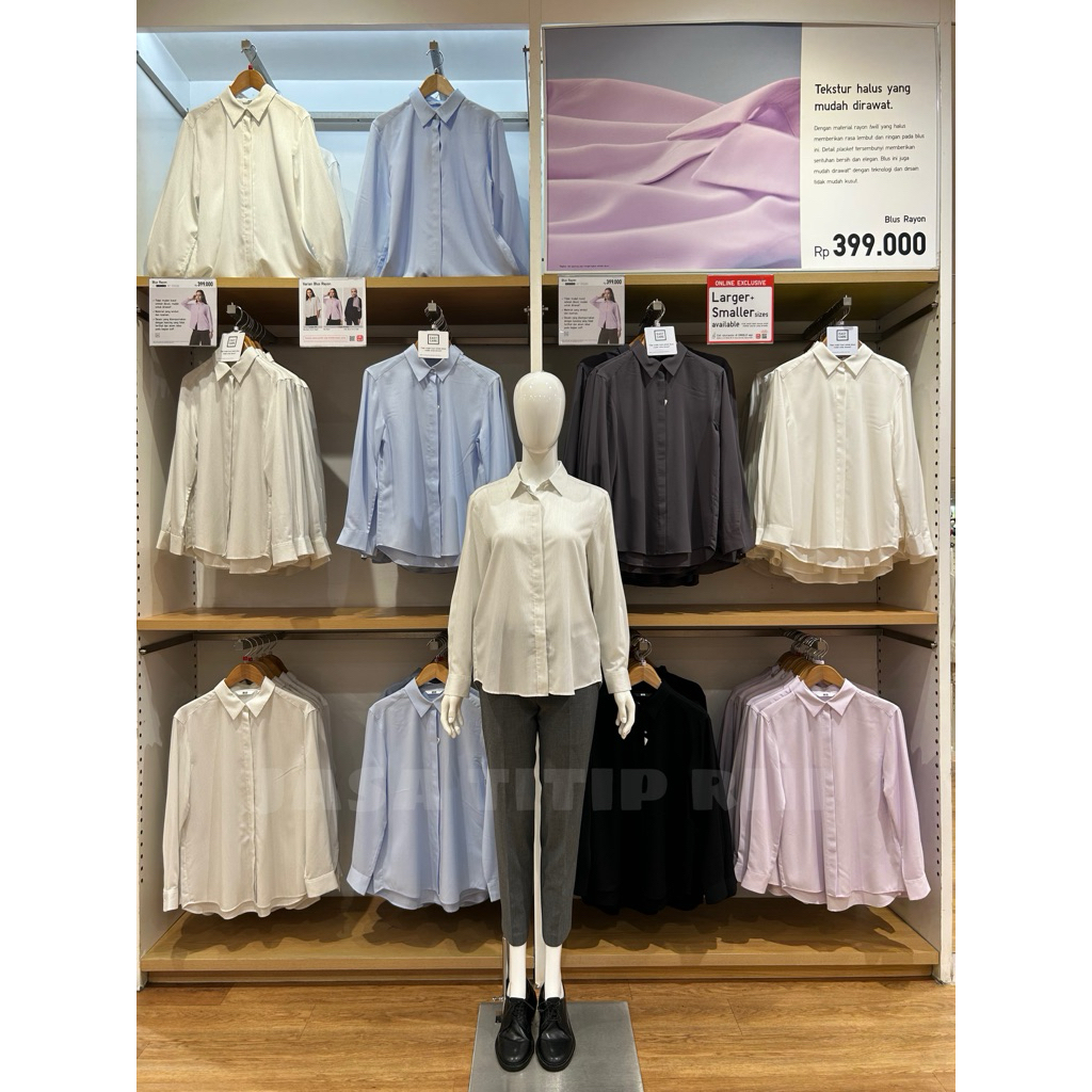 Blus Rayon Lengan Panjang WOMEN UNIQLO