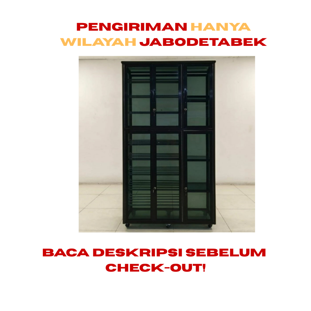 LEMARI SEPATU DAN HELM 3 PINTU TIANG ALUMUNIUM/LEMARI SEPATU/RAK SEPATU/RAK SENDAL/RAK HELM ALUMUNIU